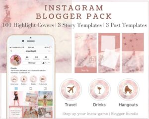 Pink marble social media bundle