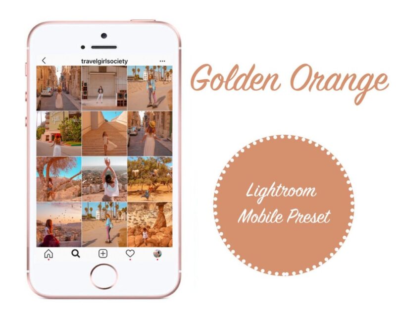 Golden yellow orange lightroom cc mobile preset aesthetic